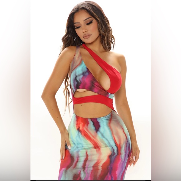 Vibrant Multicolor Cutout Maxi Dress - Picture 2 of 4